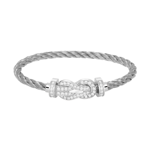 CHANCE LARGE 8 FIGURE BUCKLE FULL DIAMOND BRACELET SILVER