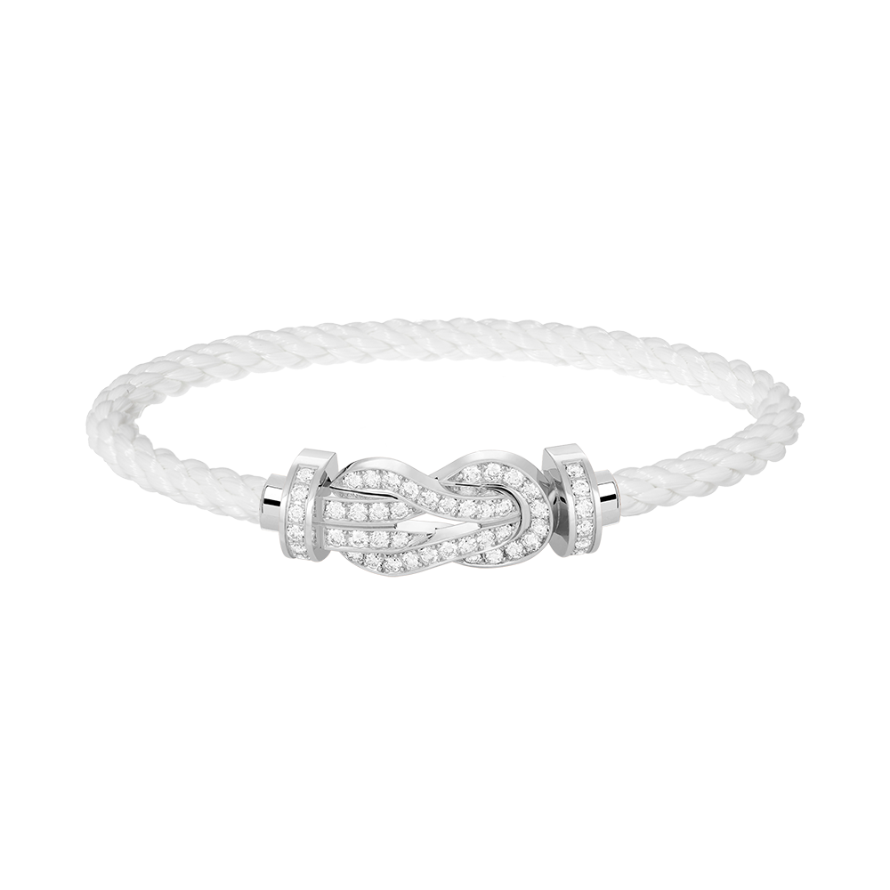 CHANCE LARGE 8 FIGURE BUCKLE FULL DIAMOND BRACELET SILVER