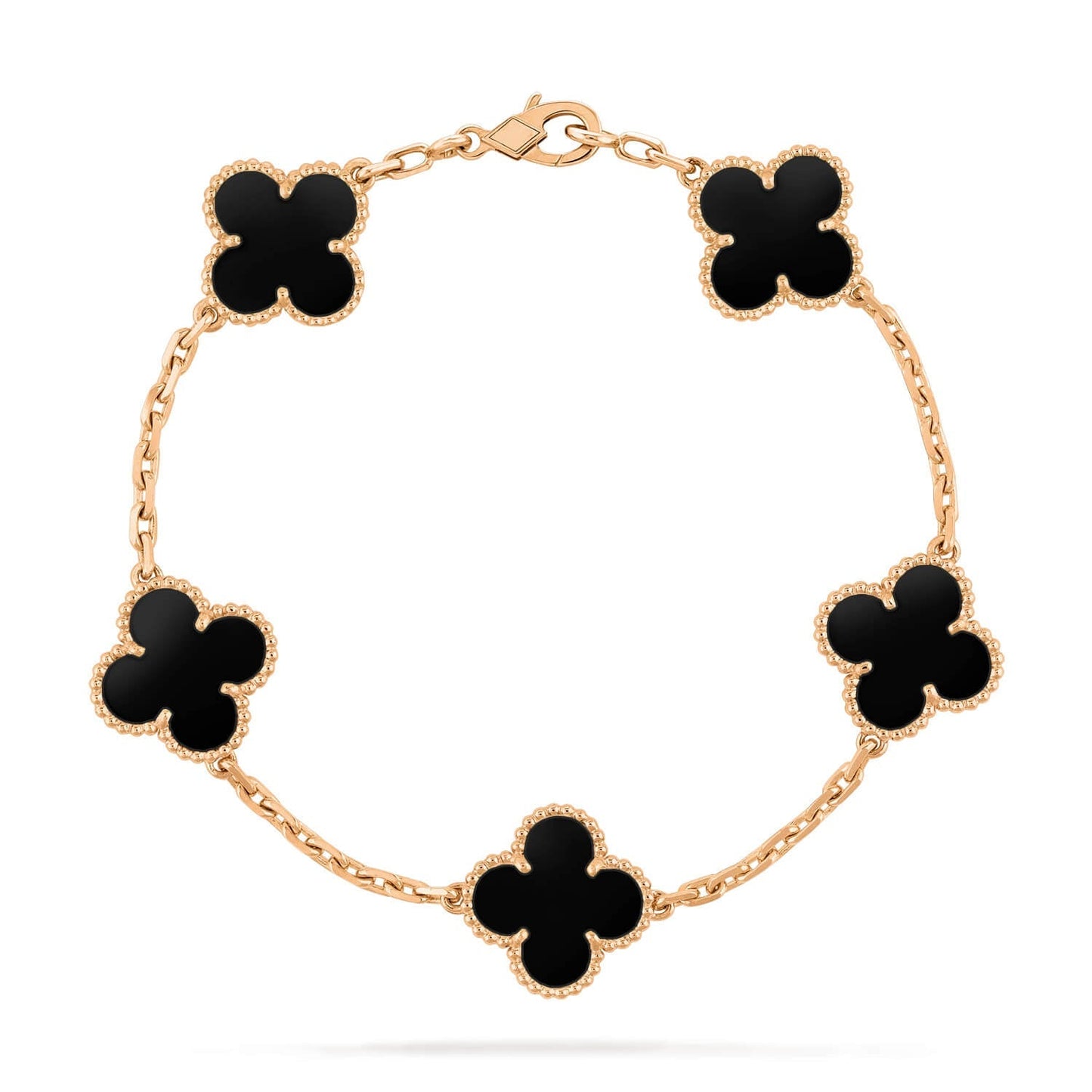 CLOVER 5 MOTIFS BLACK ONYX BRACELET