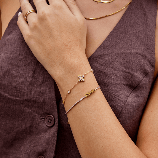 Pulsera de cristal de trébol de cuatro hojas