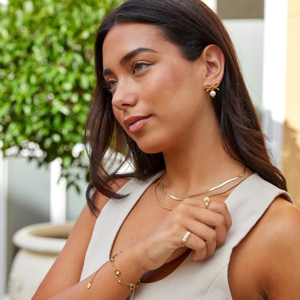 Pendientes de perla con lazo Laila