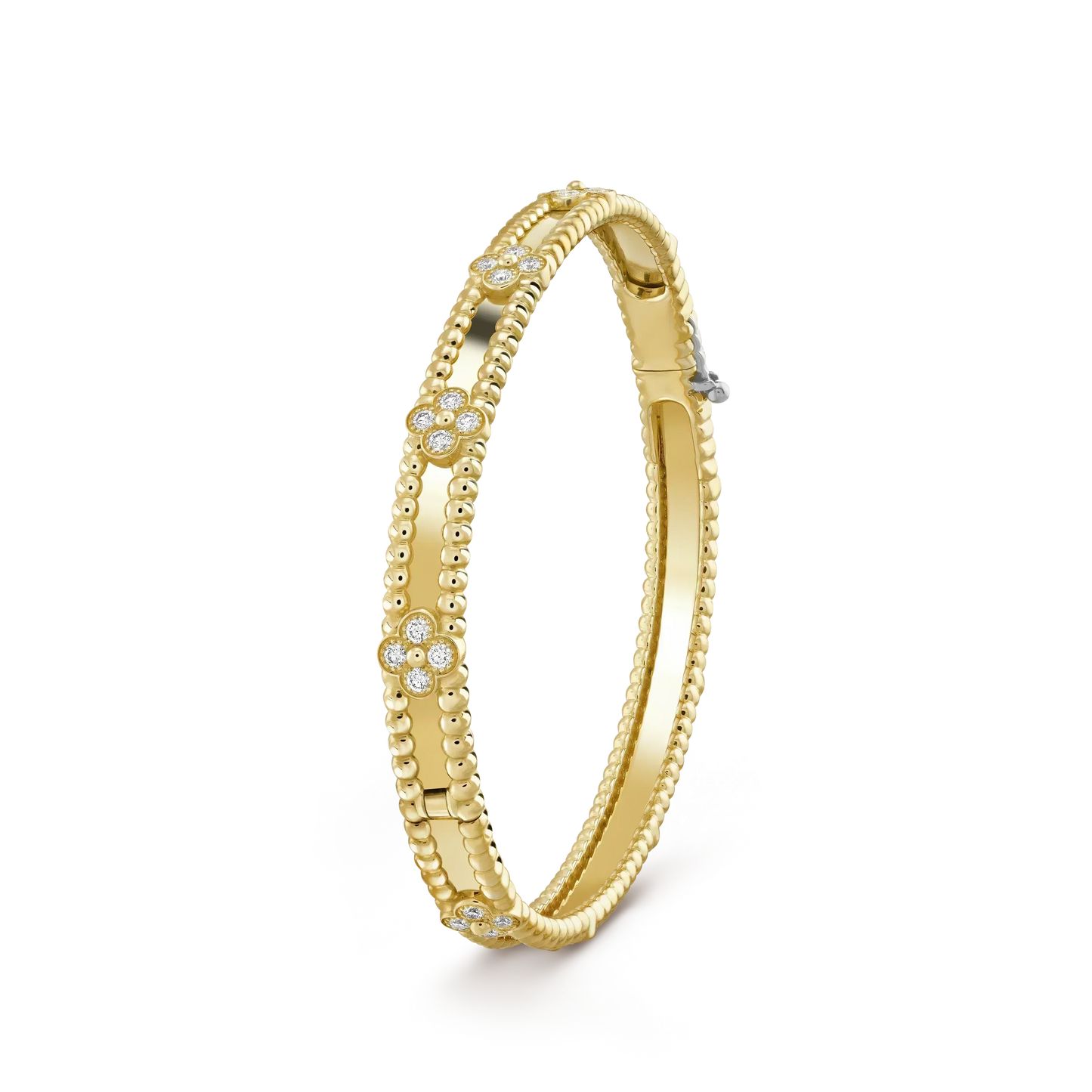 Pulsera de trébol de 4 mm con diamantes