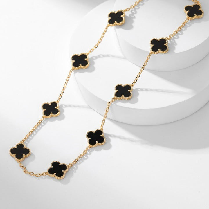 CLOVERS THE 10-MOTIFS ONYX NECKLACE