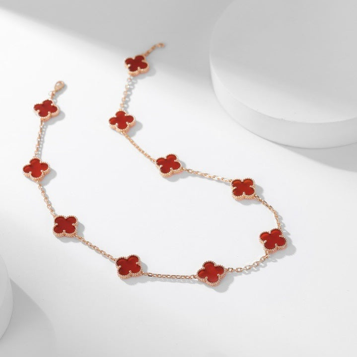 CLOVERS THE  10-MOTIFS CARNELIAN NECKLACE