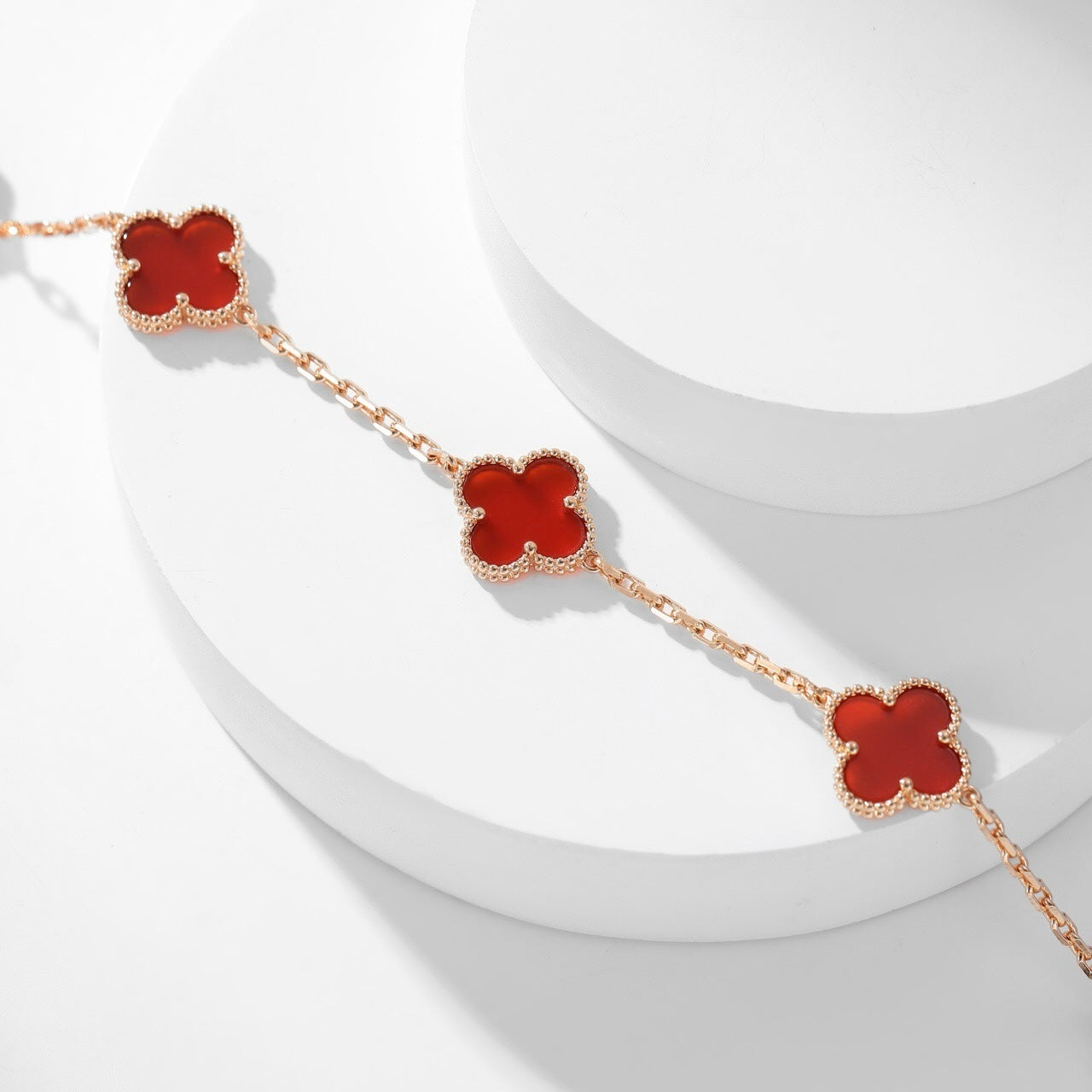 CLOVER 10 MOTIFS CARNELIAN NECKLACE