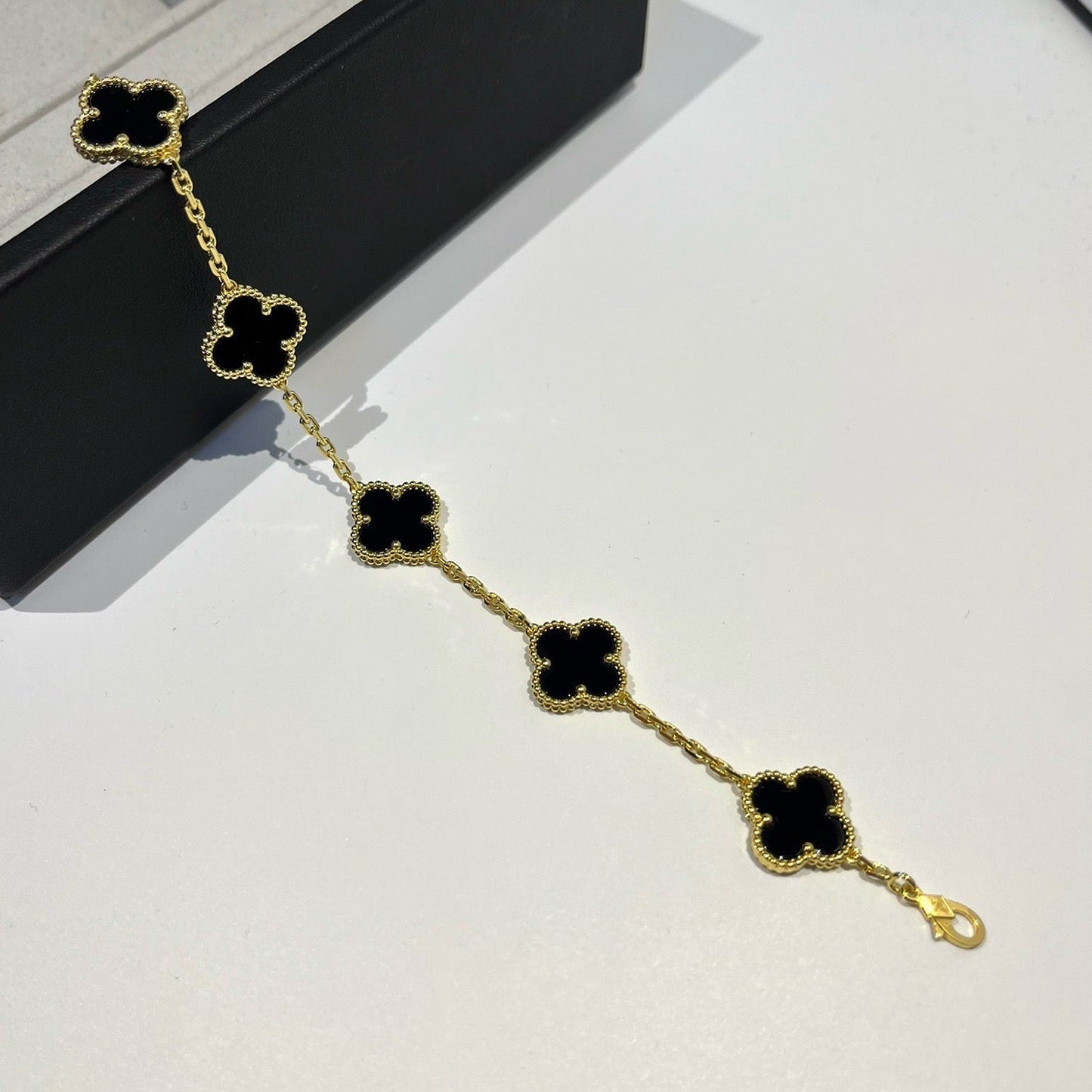 CLOVER  5 MOTIFS BLACK ONYX BRACELET