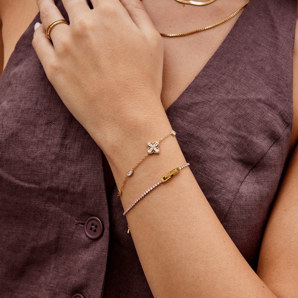 Pulsera de cristal de trébol de cuatro hojas