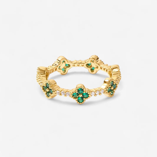 Four Leaf Clover Crystal Ring