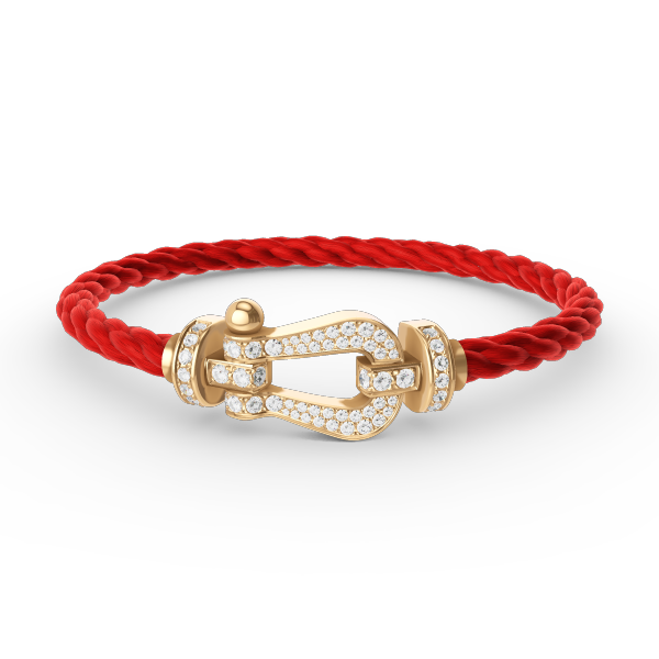 Pulsera Force con herradura grande dorada y diamantes completos