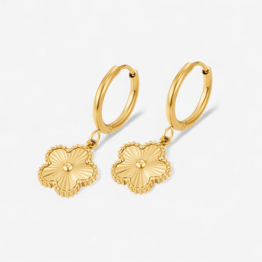 Golden Clover Hoop Earrings