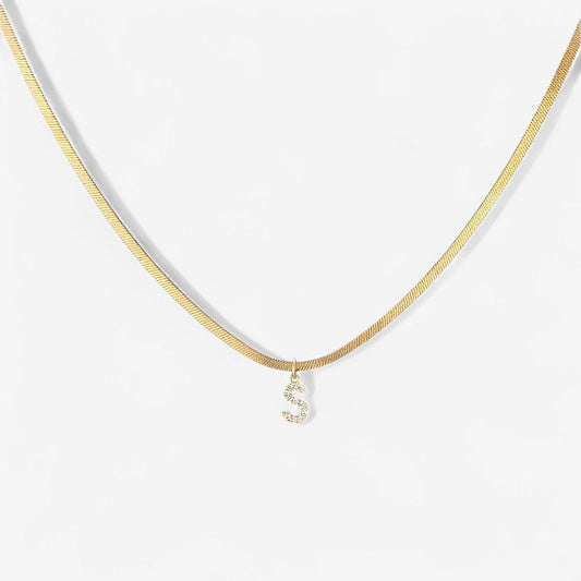 Melly Initial Herringbone Necklace