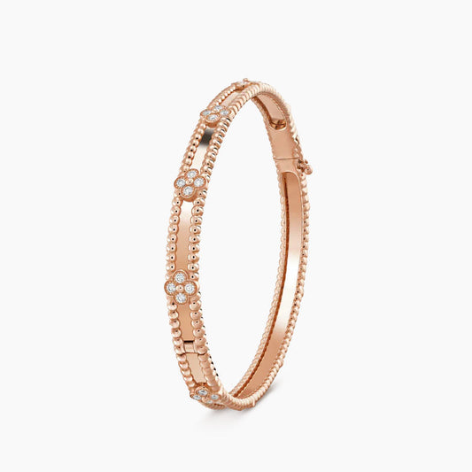 Pulsera de trébol de 4 mm con diamantes