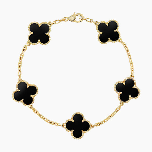 CLOVER  5 MOTIFS BLACK ONYX BRACELET