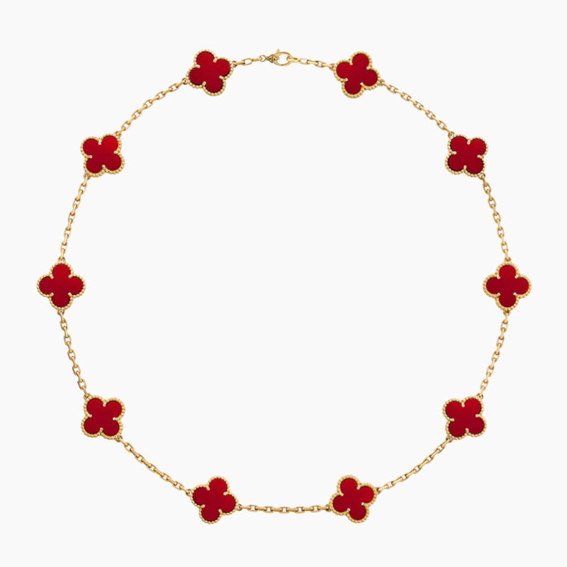 CLOVERS THE  10-MOTIFS CARNELIAN NECKLACE