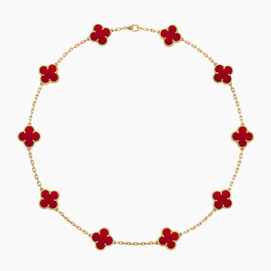 CLOVERS THE  10-MOTIFS CARNELIAN NECKLACE