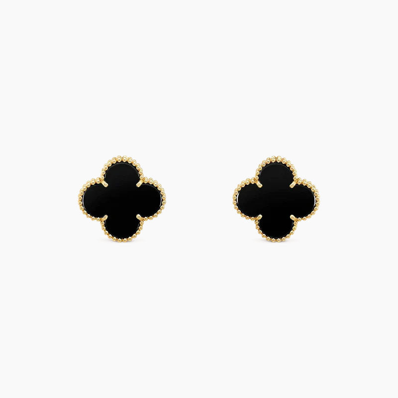CLOVER MEDIUM 1 MOTIFS  ONYX STUD EARRINGS