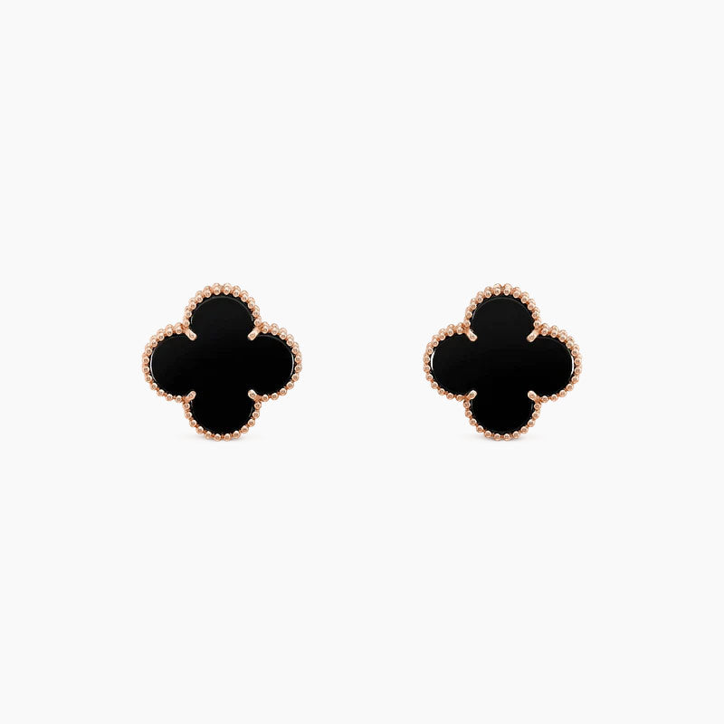 CLOVER MEDIUM 1 MOTIFS  ONYX STUD EARRINGS