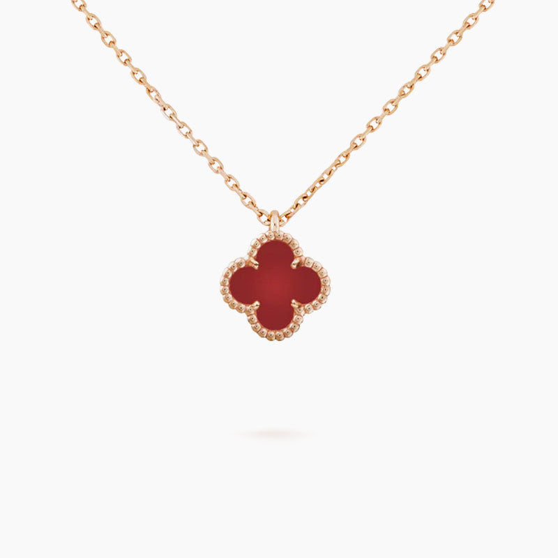 CLOVER MINI 9.5MM WHITE CARNELIANS NECKLACE