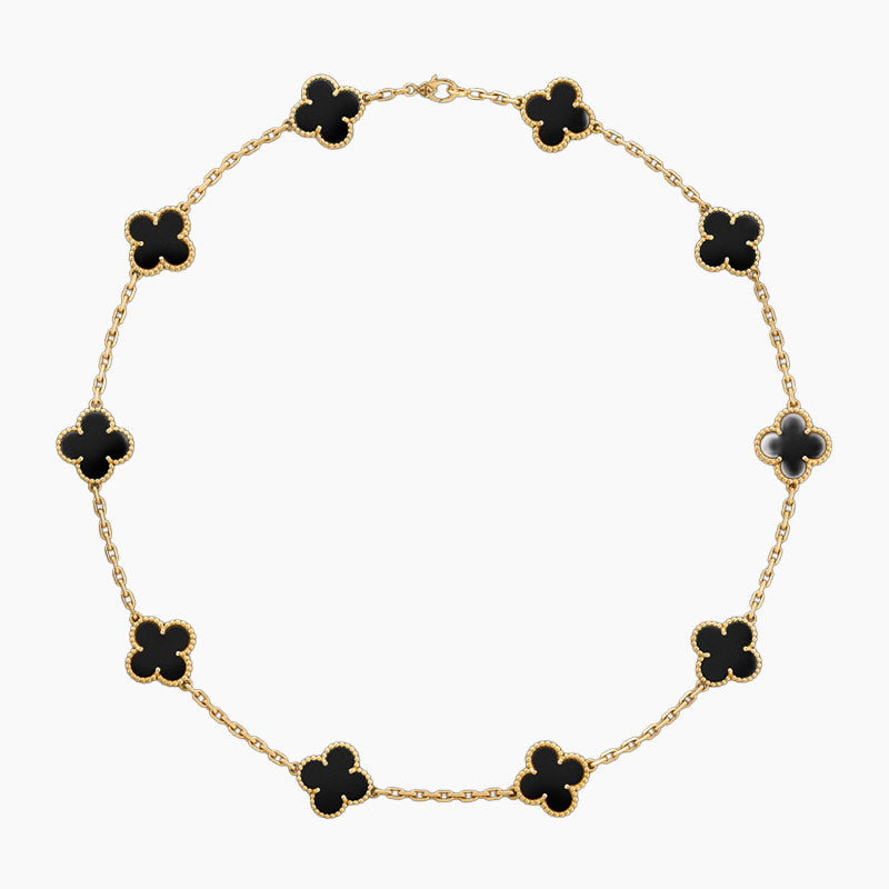 CLOVER 10 MOTIFS ONYX NECKLACE